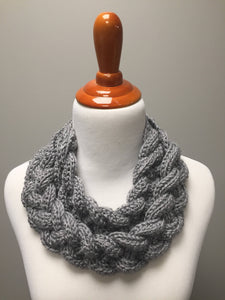 Double Layered Braided Cowl. Crochet Cowl. Braided Crochet Scarf.