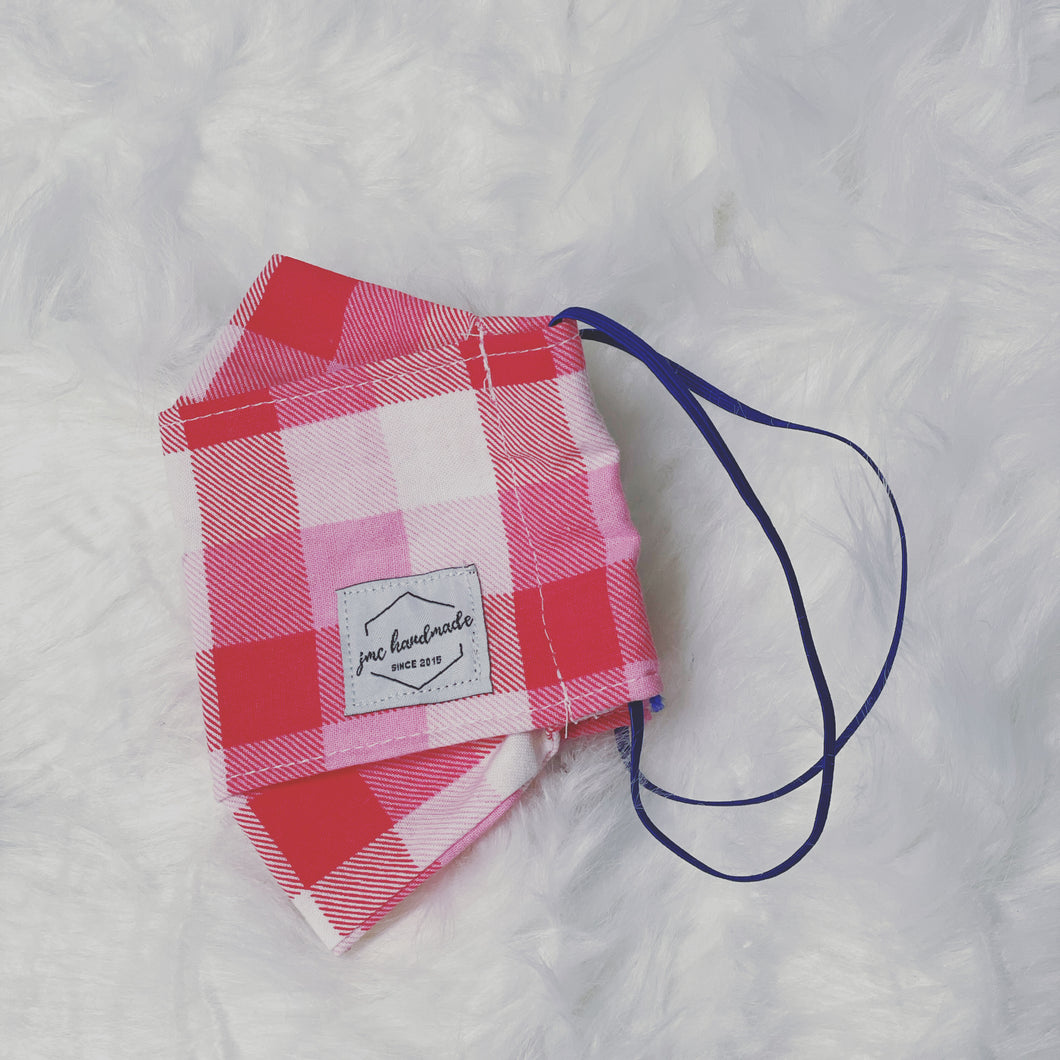 Pink Plaid Face Mask | Handmade Cotton shield