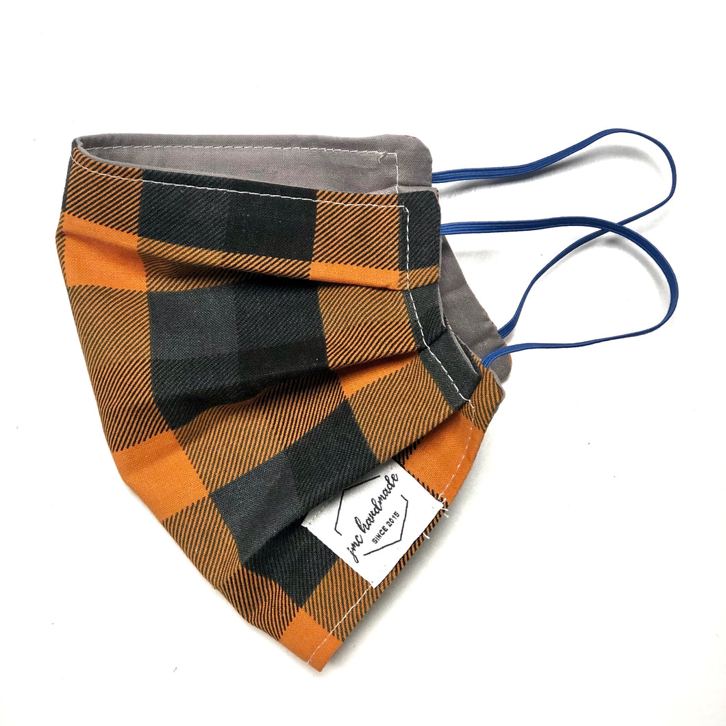 Orange Plaid Face Mask | Handmade Cotton shield