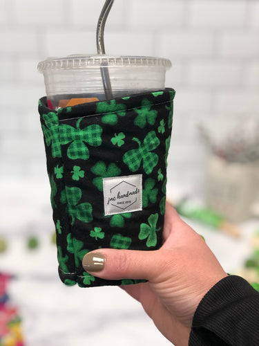 Shamrocks Print Iced Coffee Cozy | Drink Sleeve | St Patrick’s Day