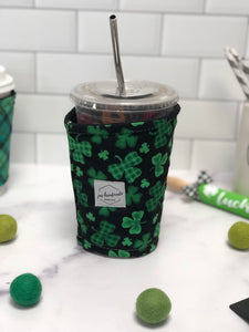 Shamrocks Print Iced Coffee Cozy | Drink Sleeve | St Patrick’s Day