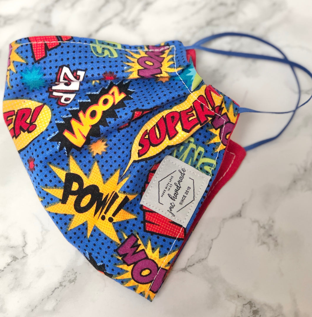 Super Comic Print Reusable Face Mask | Handmade Cotton shield