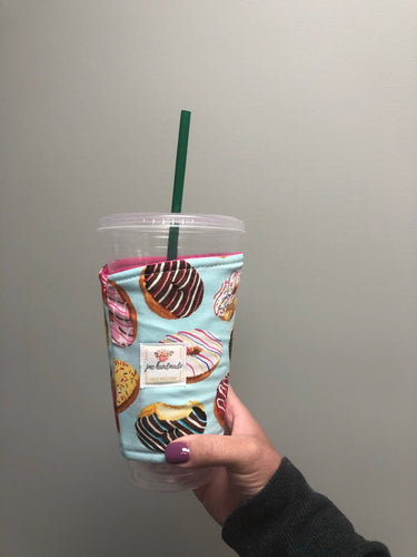 Donuts Iced Coffee Cozy. Drink Sleeve.