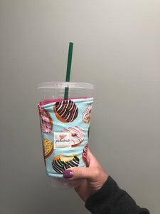 Donuts Iced Coffee Cozy. Drink Sleeve.