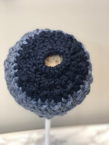 RTS Chunky Messy Bun Beanie | two tone blues