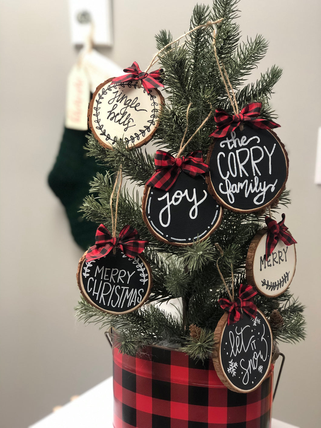 Wood Slice Ornament - You pick phrase!