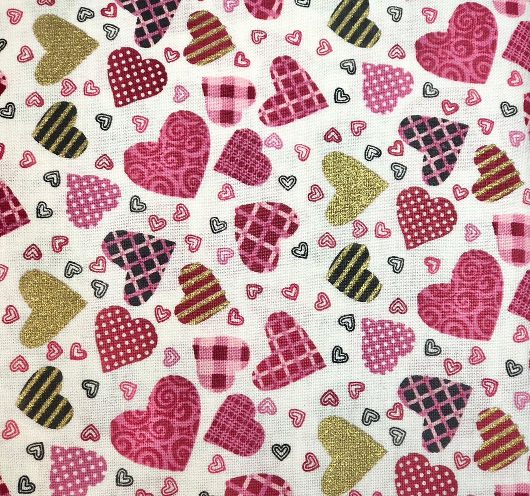 Patterned Hearts Face Mask | Handmade Cotton shield