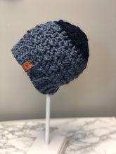 RTS Chunky Messy Bun Beanie | two tone blues