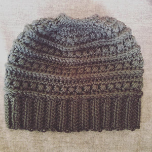 Messy Bun Becky Beanie - Crochet Ponytail Beanie